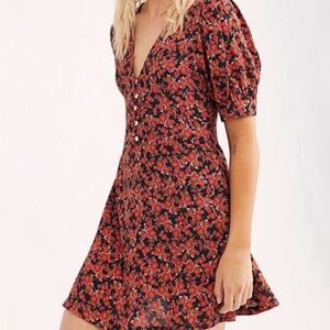 Free People Provence Rust Floral Print Dress Size S‎